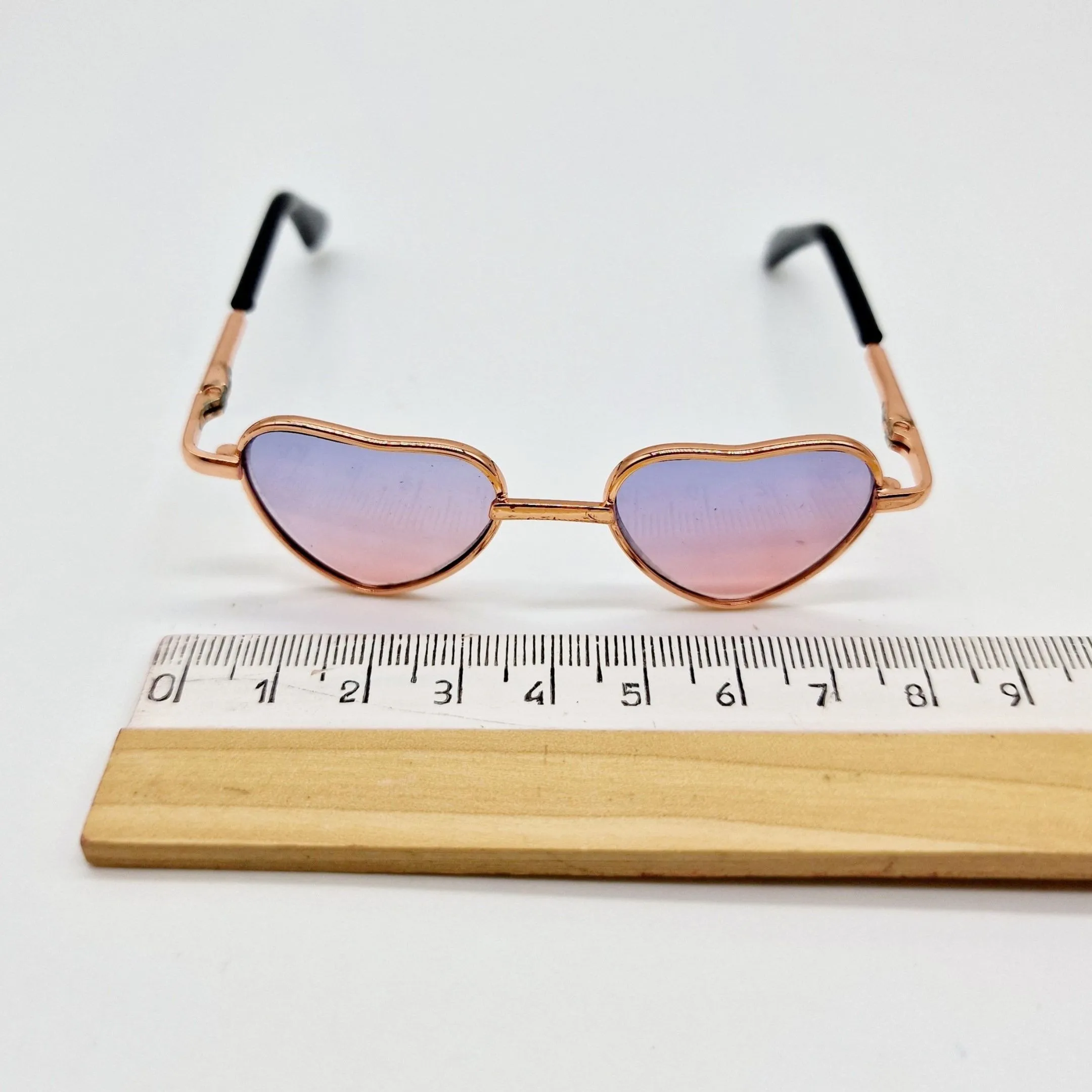 Очки со стеклом Сердце металл 8см цв.сиренево-розовый 245-04 для кукол | 1