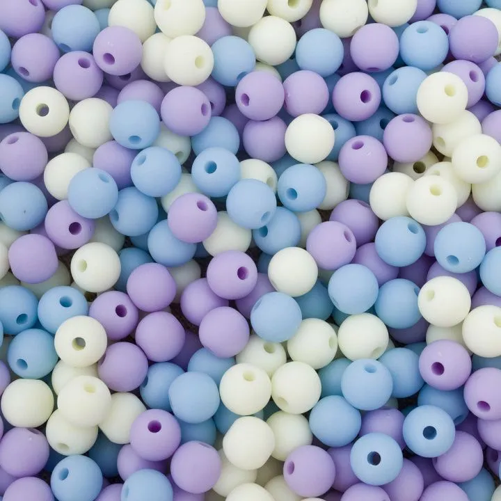 Бусины пластиковые матовые, круглые d-6мм, 50гр. цв.00001 сине-сиреневый 7748416 для кукол