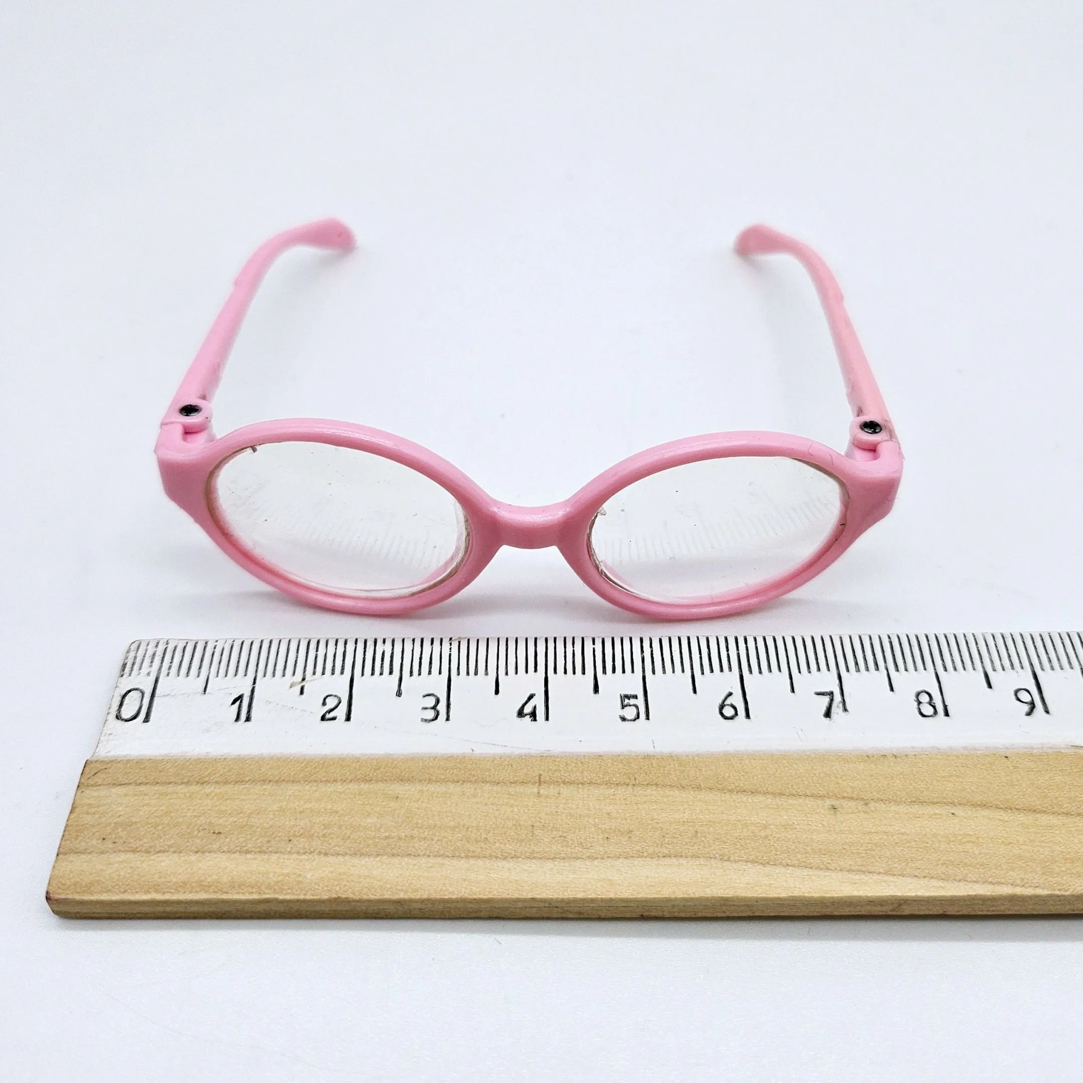 Очки со стеклом пластик 8см цв.розовый/прозрачный 231-03 для кукол | 1