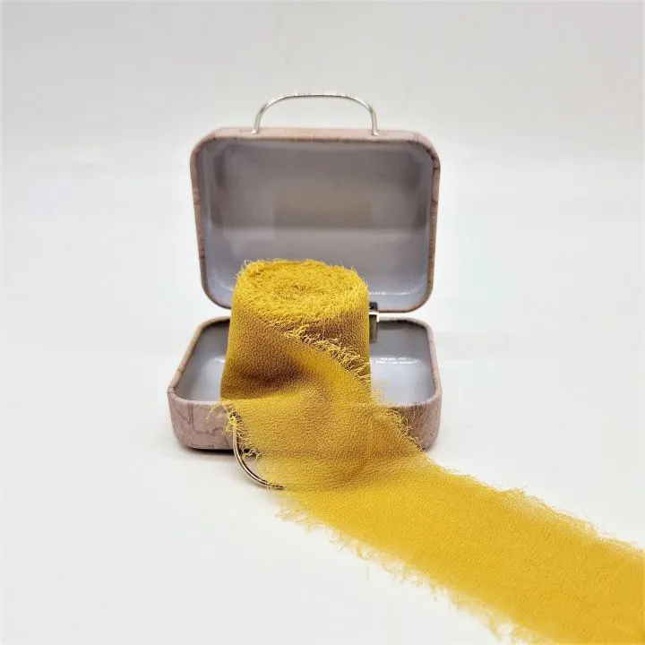 Тесьма шелковая матовая для Тедди 4см 5метров цв.горчица ТД-135 для кукол