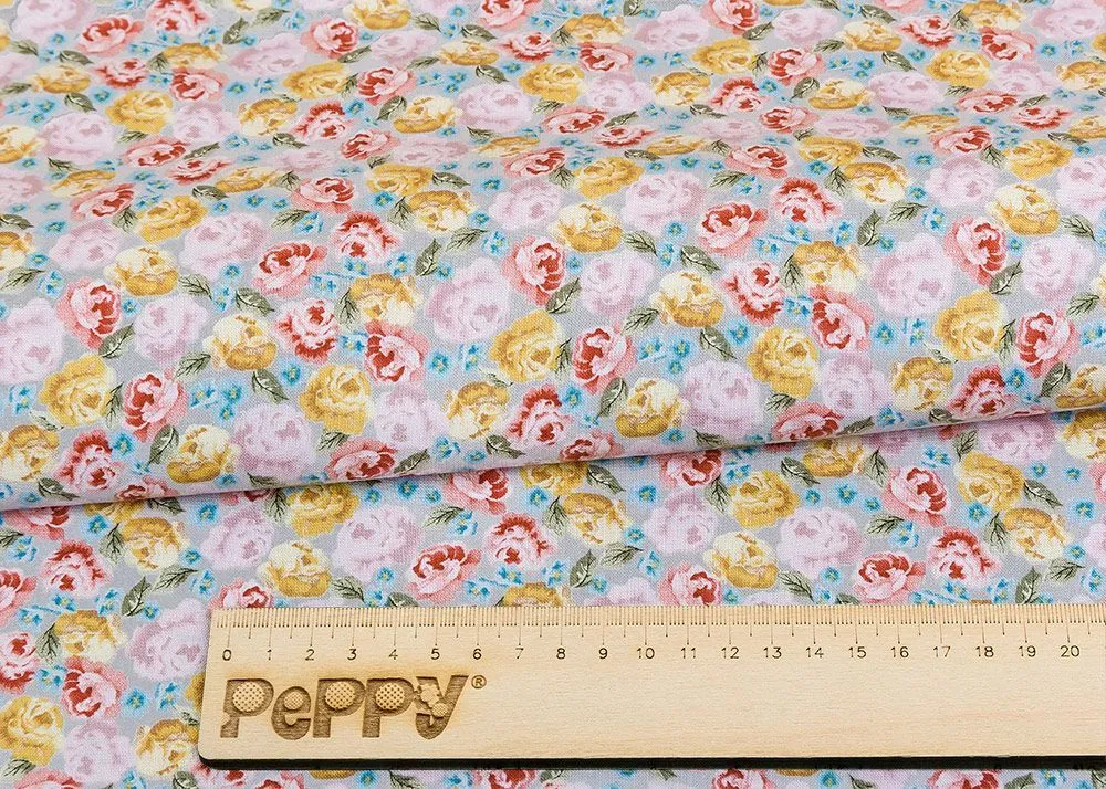 Ткань хлопковая PEPPY ВЕРСАЛЬСКИЕ САДЫ 50*55см цв.ВС-16 серый для кукол | 1
