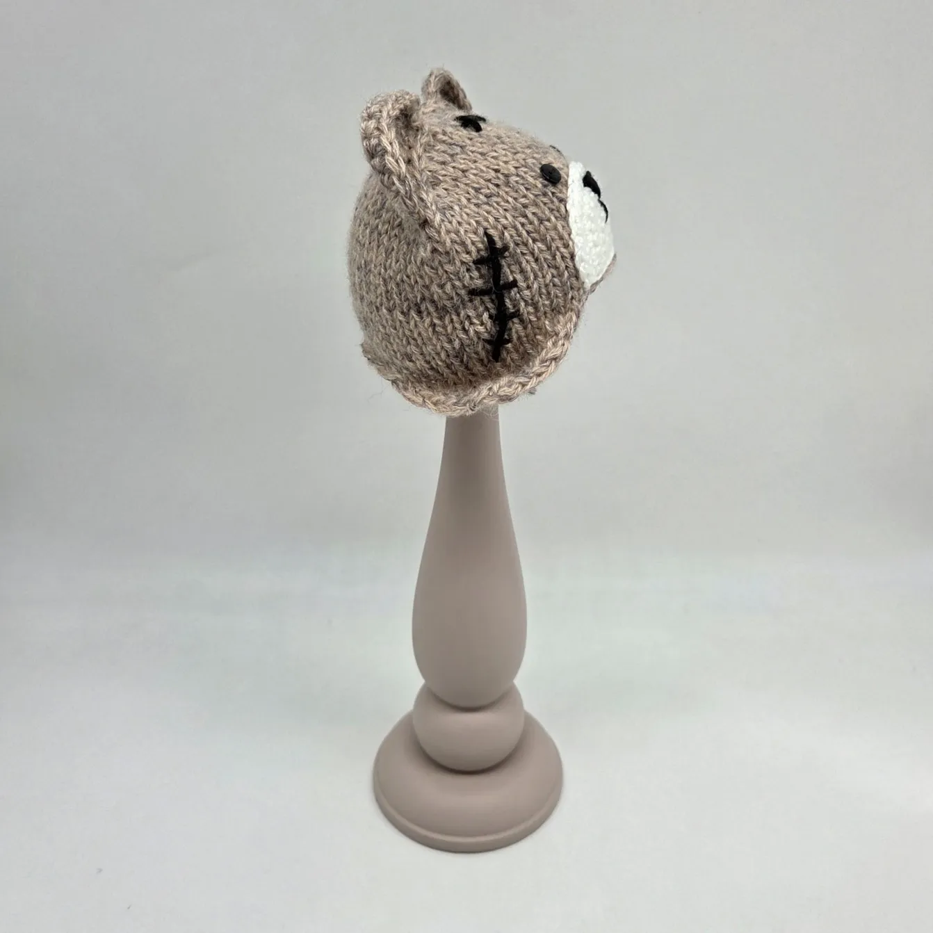 Шапочка-мишка ША-50 цв.бежевый/серый меланж (01), обхват 27см для кукол | 4