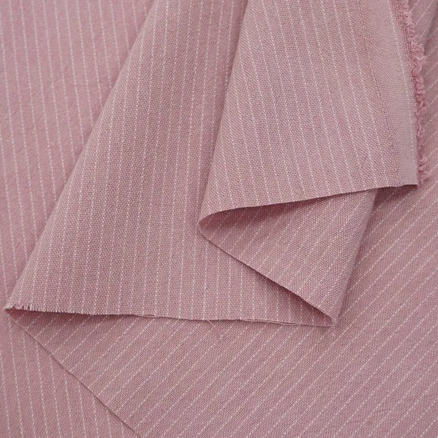 Ткань хлопковая (Пестрядь) Мелкая полоска цв.винтажно-розовый 46*50см 27419 для кукол | 1