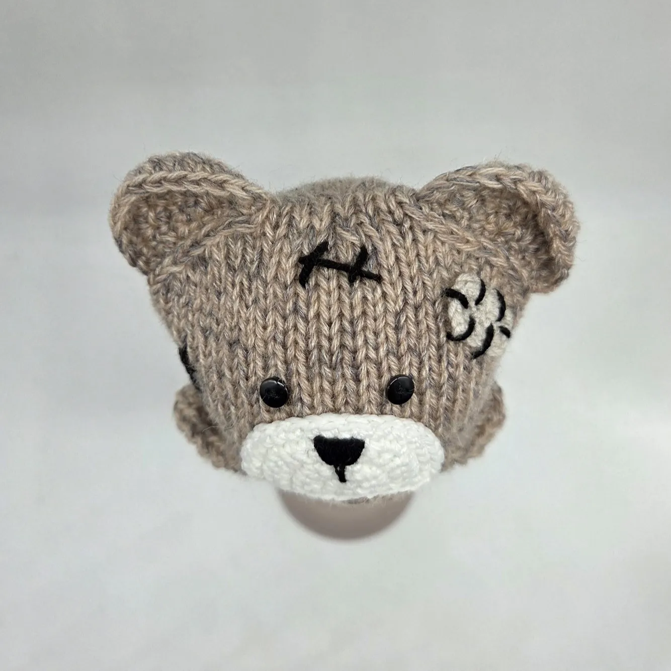 Шапочка-мишка ША-50 цв.бежевый/серый меланж (01), обхват 27см для кукол | 3