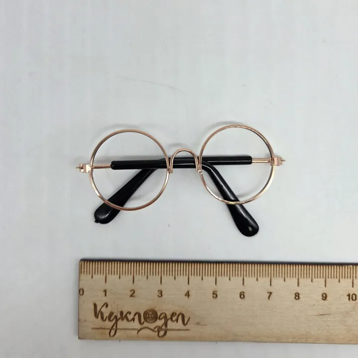 Очки без стекла металл круглые 7см цв.золото (01) 258 для кукол