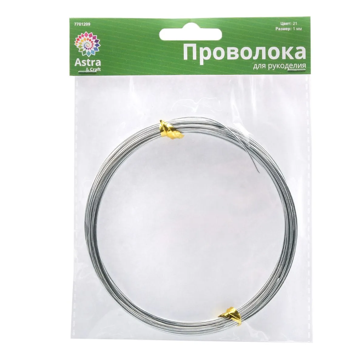 Проволока для рукоделия "Astra&Craft" алюминий d=1мм 10м цв.21темное серебро 7701209 для кукол | 1
