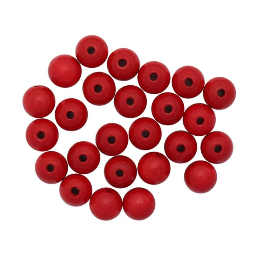Бусины деревянные d-12мм 28шт. цв.красный 61655005 для кукол | 1