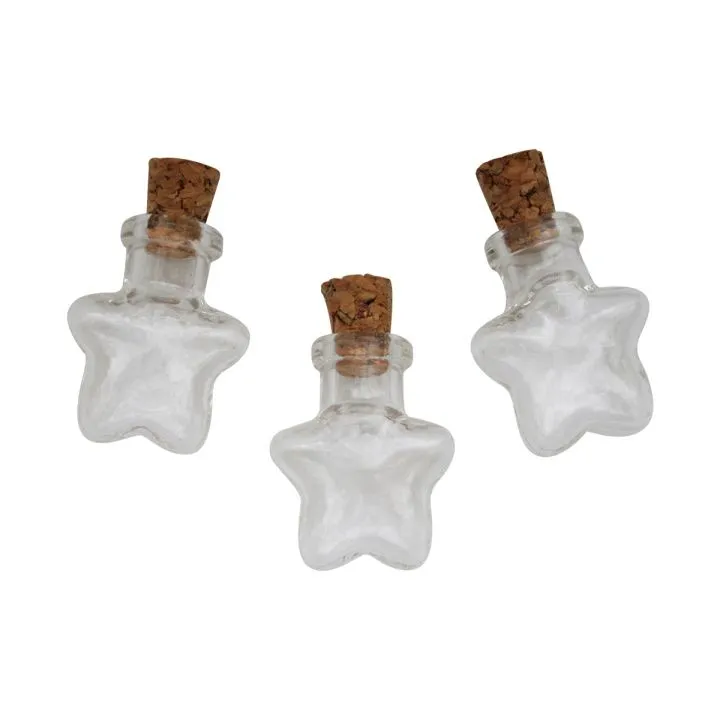 Бутылочка стеклянная с пробкой Звёздочка плоская 2*2,5*0,6см 3шт. 582984 для кукол