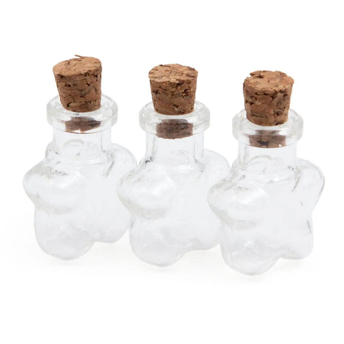 Бутылочка стеклянная с пробкой Звёздочка плоская 2*2,5*0,6см 3шт. 582984 для кукол | 2