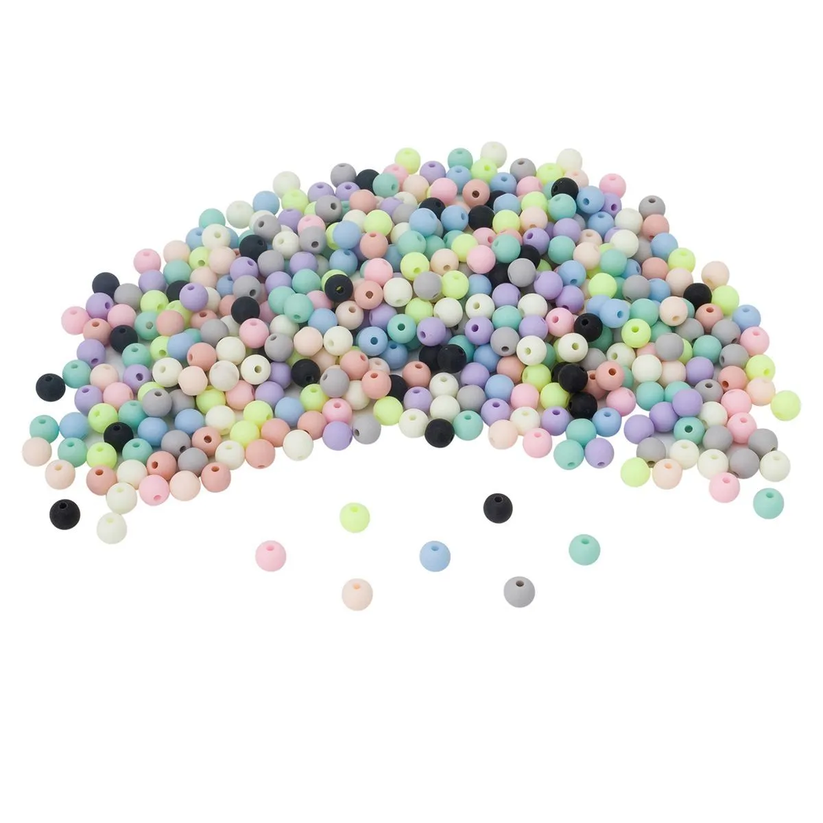 Бусины пластиковые матовые, круглые d-6мм, 50гр. цв.микс 7748416 для кукол | 1