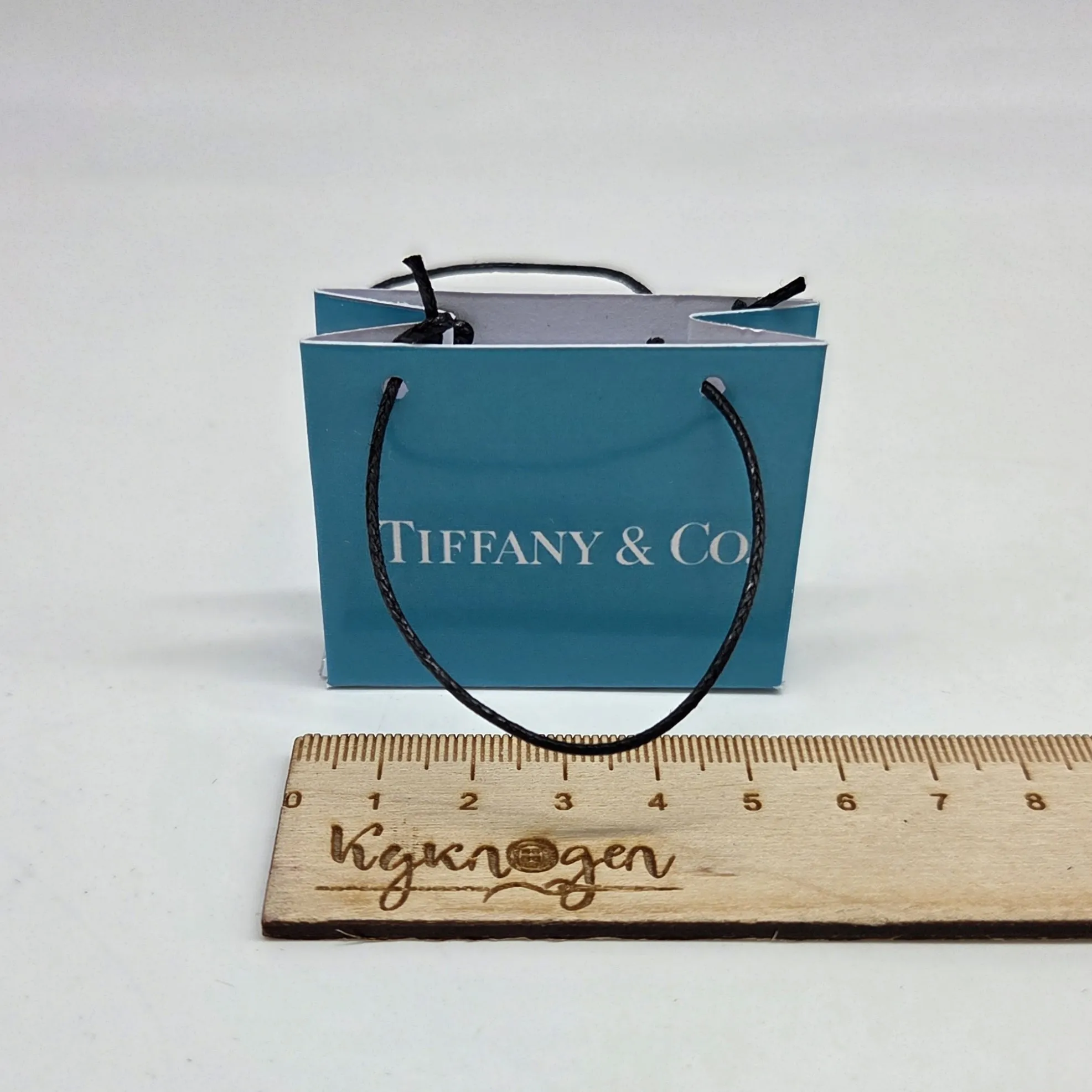 Миниатюрный пакет с логотипом Тиффани цв.бирюзовый для кукол | 2