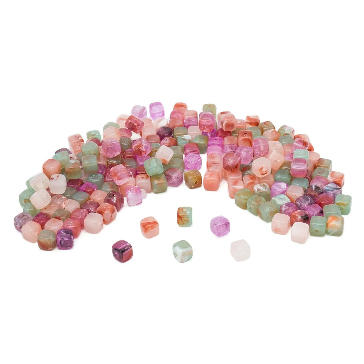 Бусины пластиковые прозрачные, куб 6,5*6,6мм, 50гр. цв.00007 кварцевый микс 7748713 для кукол | 1