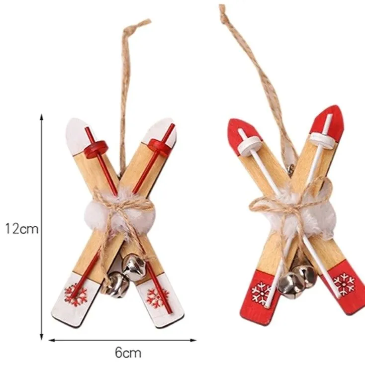 Подвеска Лыжи 12*6см дерево цв.белый (02) 27834 для кукол | 2