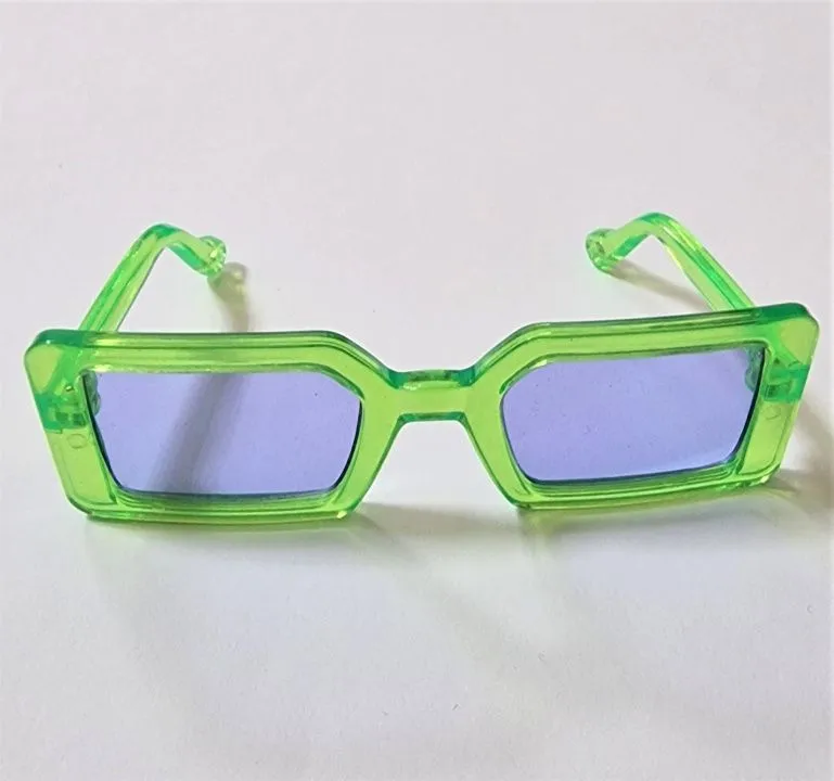 Очки пластик 9см цв.зелёный/голубой 4747 для кукол