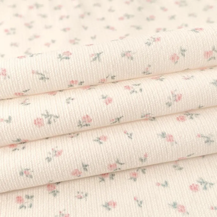 Микровельвет Цветочки цв.ванильно-кремовый 50*50см 28121 для кукол | 1