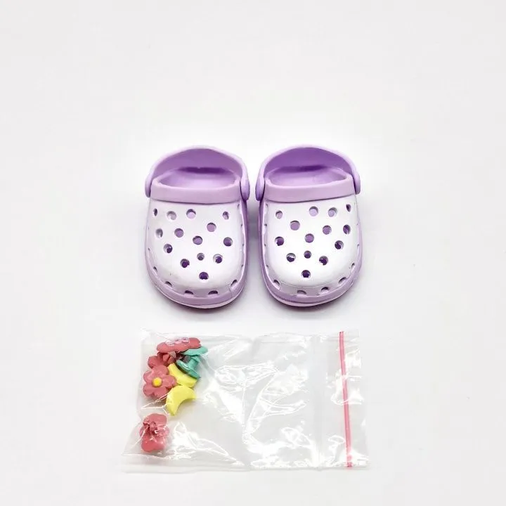 Кроксы 5см с джиббитсами (8шт.) цв.сирень (04) К-149 для кукол