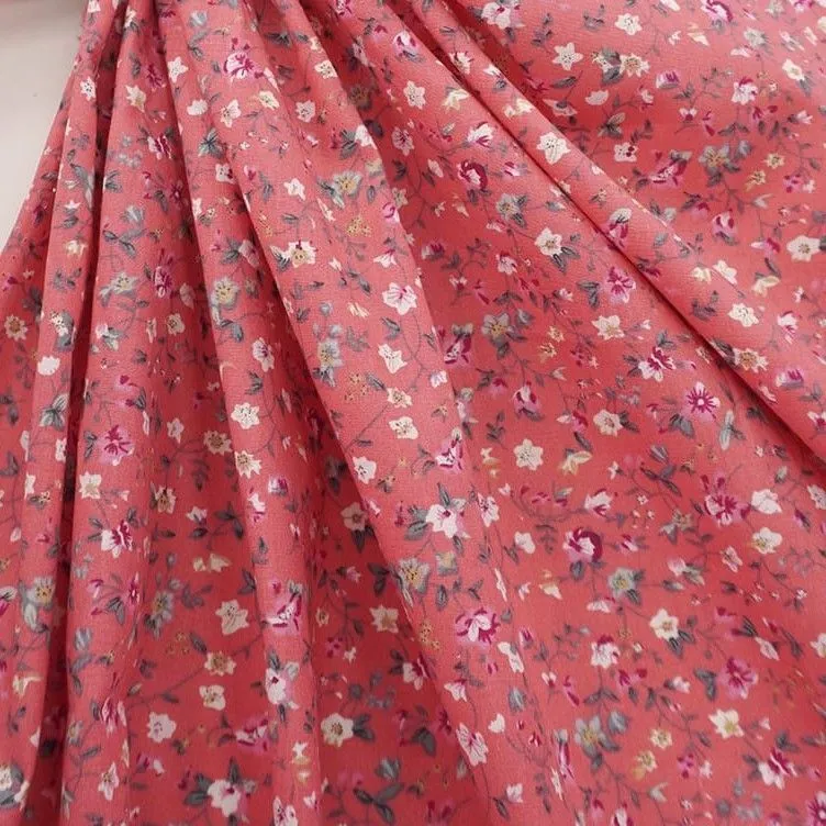 Ткань хлопковая Цветочный вьюнок цв.коралловый 50*50cм 27412 для кукол | 2