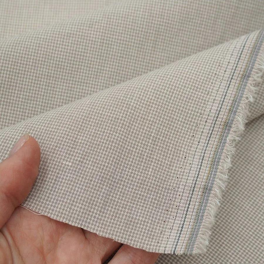 Варёный (стираный) хлопок Микроклетка цв.бежево-серый 50*50см 28127 для кукол | 1