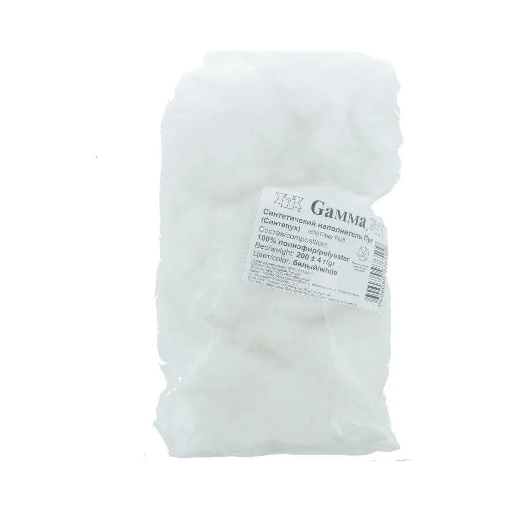 Синтепух (синтетический наполнитель) "Gamma"  200 г ± 4 г белый для кукол | 1