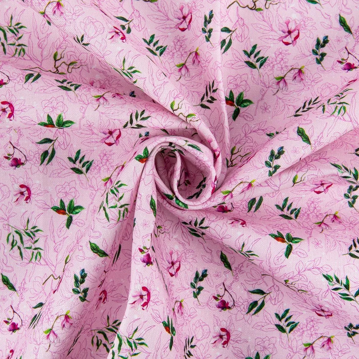 Ткань хлопковая PEPPY ПРЕКРАСНЫЕ МАГНОЛИИ 50*55см цв.ПМ-02 бл. розовый для кукол | 2