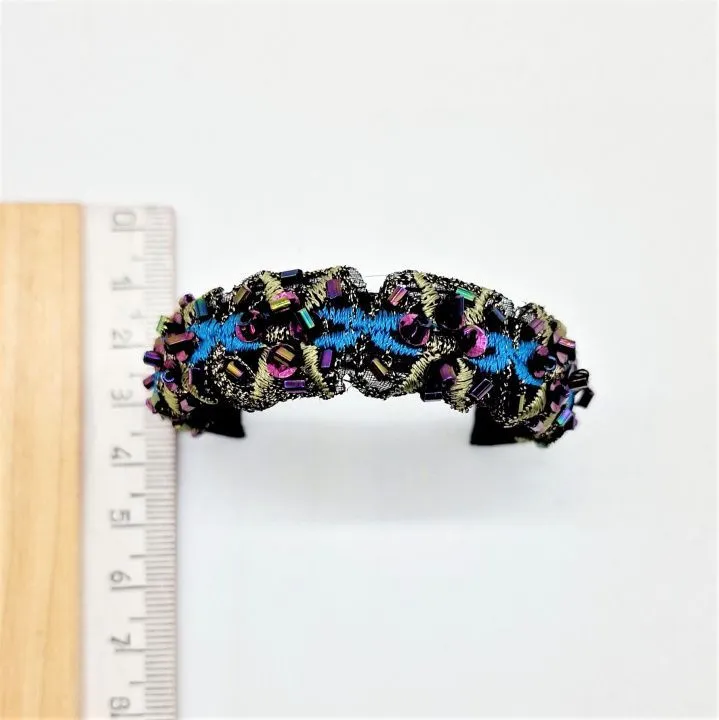 Ободок для куклы с бисером цв.бирюза/фиолет/хаки диам.5см Об-50 для кукол