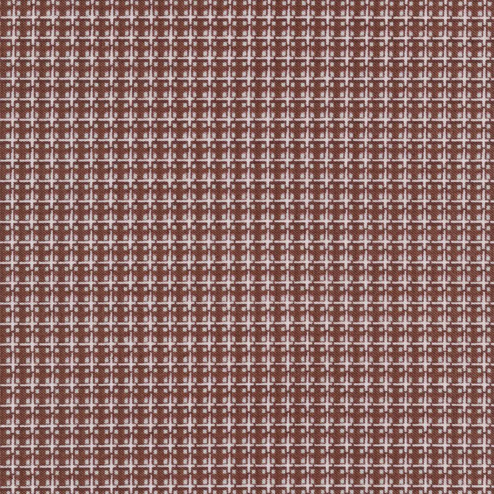 Ткань хлопковая БАБУШКИН СУНДУЧОК 50*55см цв.клетка коричневый БС-09 для кукол | 1