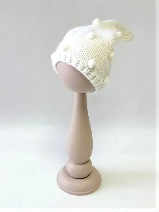 Колпачок с горошками ША-77 цв.белый 27см для кукол