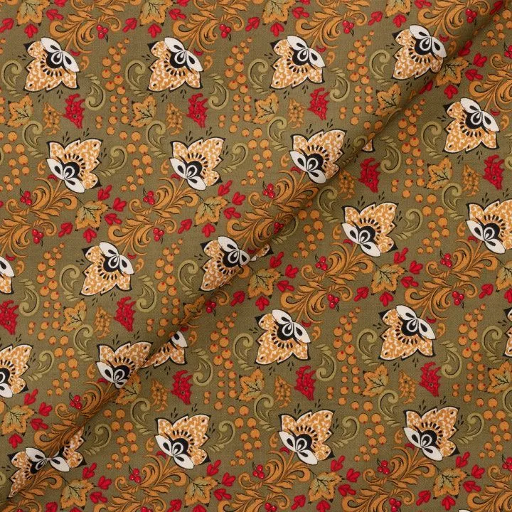 Ткань хлопковая PEPPY РУССКИЕ ТРАДИЦИИ 50*55см цв.РТ-13 зеленый для кукол