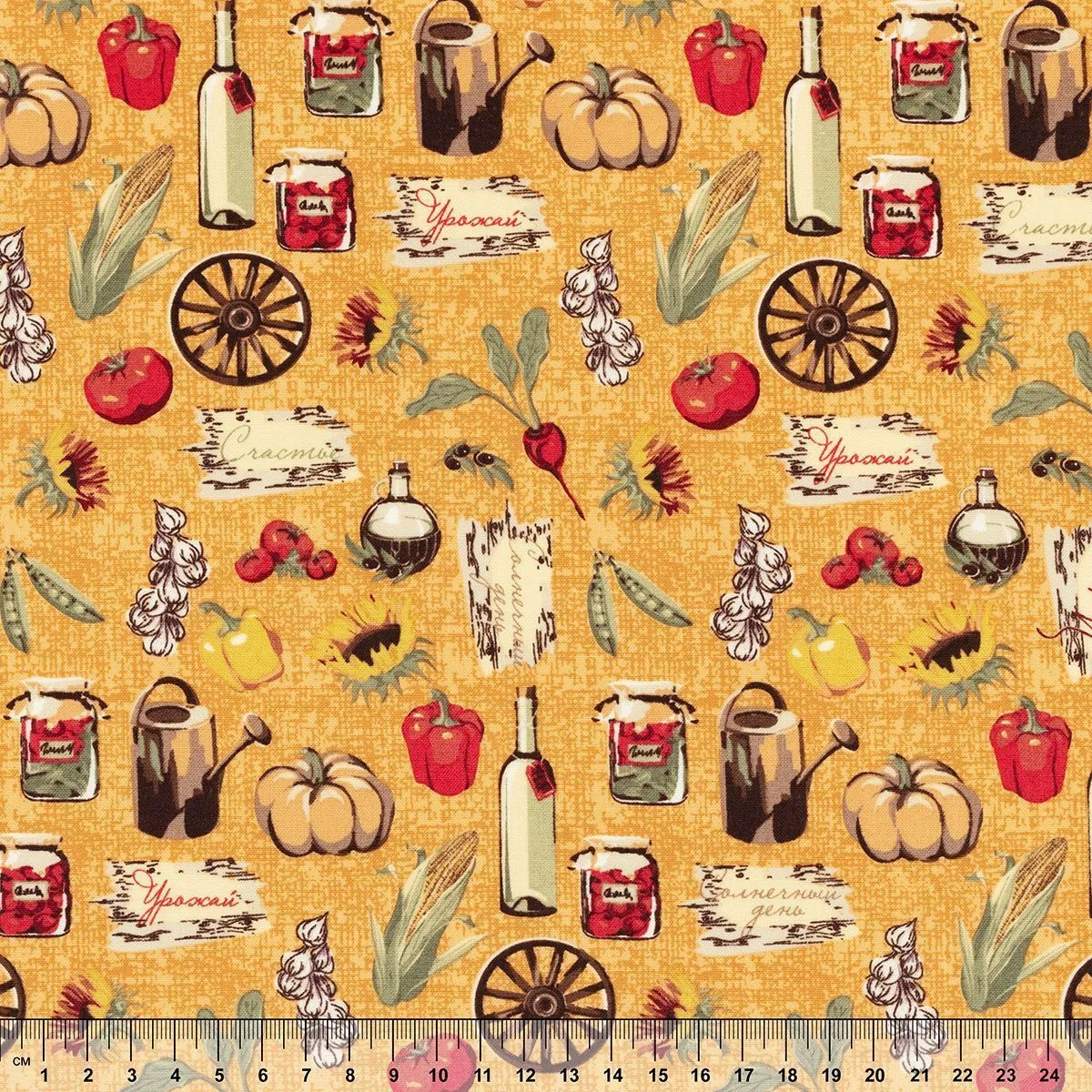 Ткань хлопковая PEPPY УДАЧНЫЙ УРОЖАЙ 50*55см цв.УУ-03 оранжевый для кукол | 1