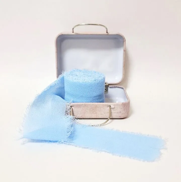 Тесьма шелковая матовая для Тедди 4см 1метр цв.голубой ТД-1 для кукол