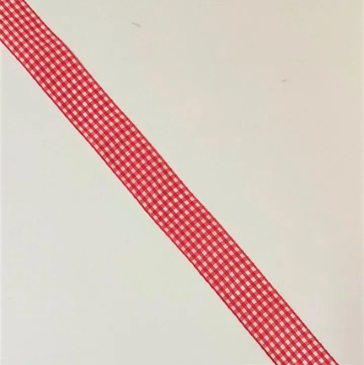 Тесьма декоративная красная клетка  25мм цв.01 ТВУ-250-2 для кукол