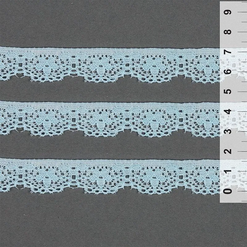 Кружево-стрейч 15мм цв.F183 голубой TBY.8031 для кукол | 1