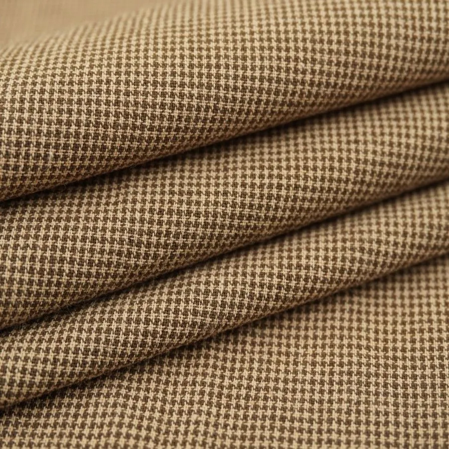 Варёный (стираный) хлопок Микроклетка цв.коричневый/бежевый 50*50см 28129 для кукол | 3