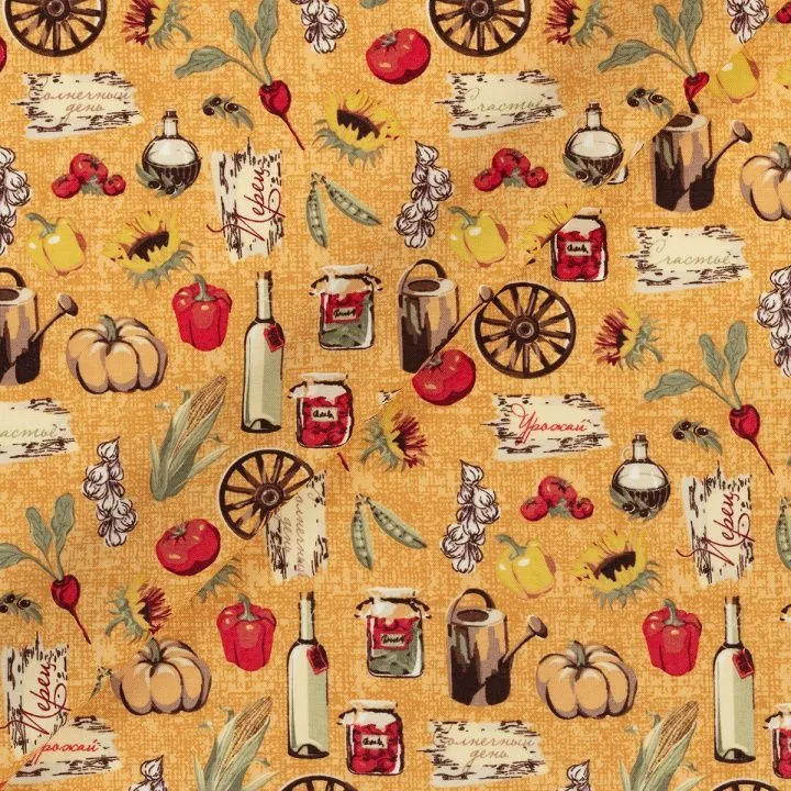 Ткань хлопковая PEPPY УДАЧНЫЙ УРОЖАЙ 50*55см цв.УУ-03 оранжевый для кукол