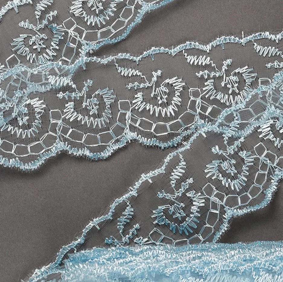 Кружево капрон TBS.30010 шир.45мм цв.047 голубой для кукол | 1