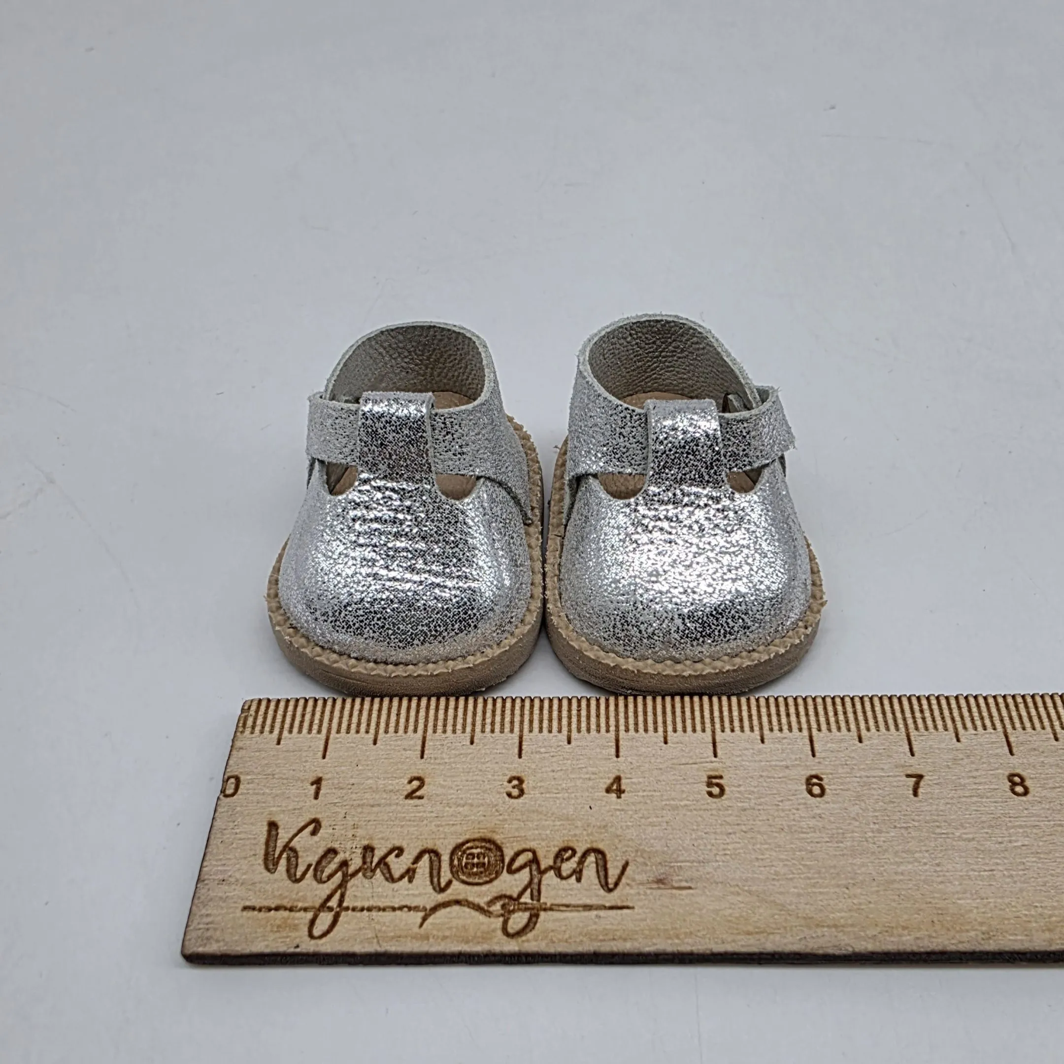 Туфли-сандалии Т-158 для МиниМии натур.кожа цв.серебро (01) 4,7см для кукол | 2