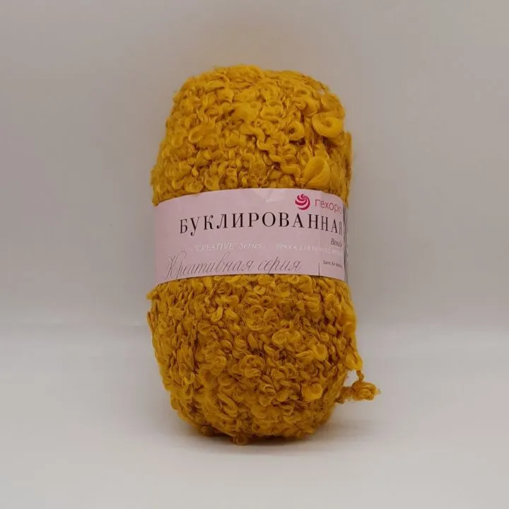 Пряжа Букле цв.447 горчица 200гр для кукол