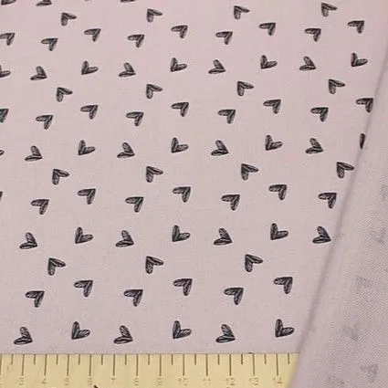 Ткань хлопковая Сердечки цв.бледный серо-лиловый 70*45см 27426 для кукол | 2