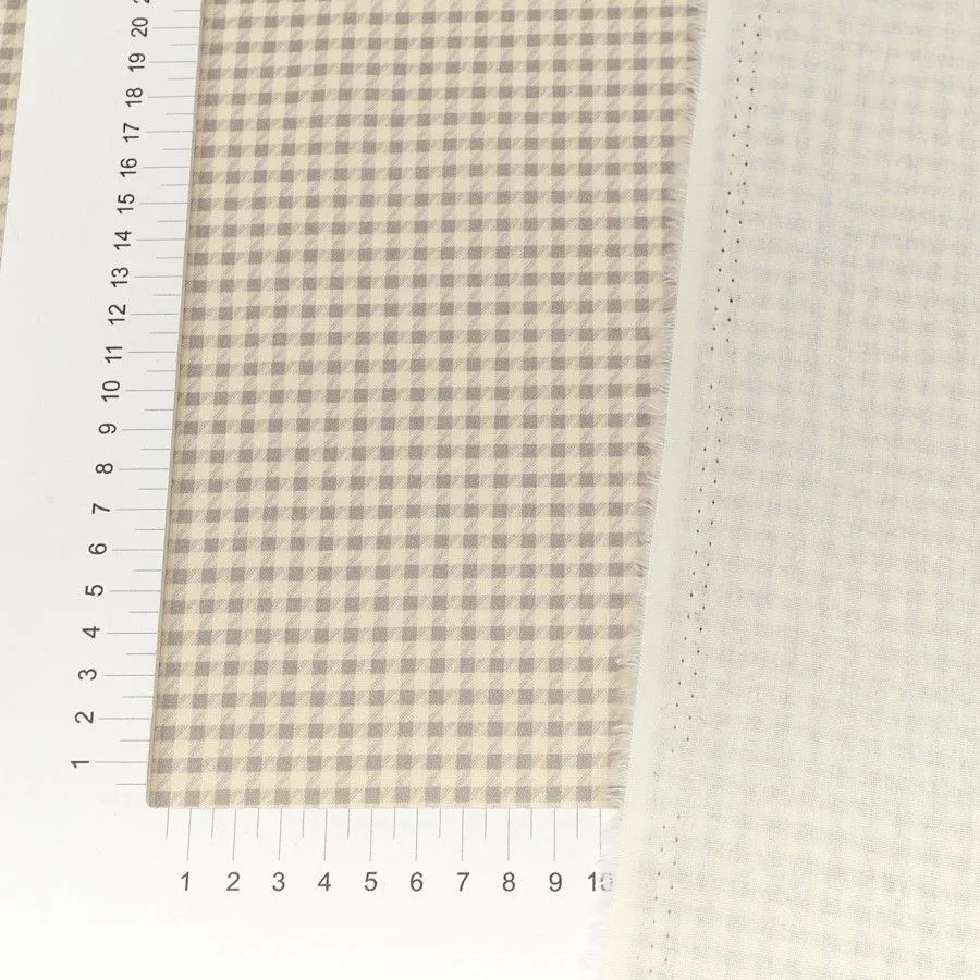 Ткань хлопковая Клетка 50*50см цв.серый/шампань 28126 для кукол | 1