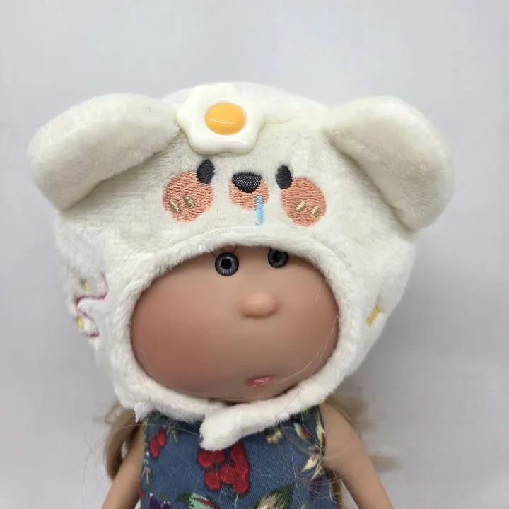 Шапочка плюшевая для кукол Мишка-Яичница обхват 23см 278-05 для кукол