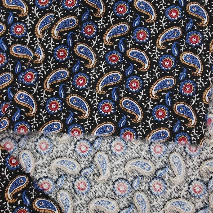 Ткань хлопковая Восточный синий огурец цв.чёрный 50*50см 28080 для кукол | 2