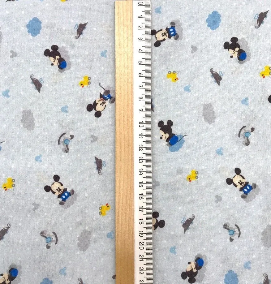 Корейский хлопок Микки 37*46см цв.голубой 88-71 для кукол | 1