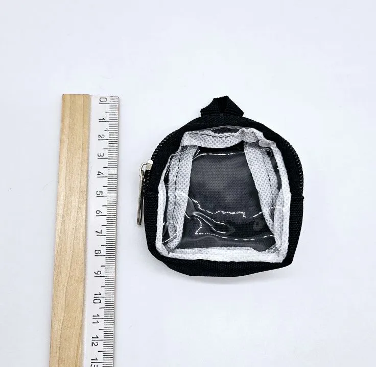 Рюкзак Спорт с прозрачной передней частью 3*6,5*7,5см цв.чёрный (01) Р-42 для кукол