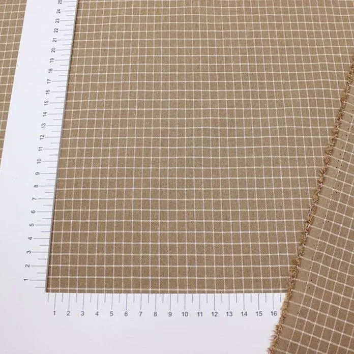 Ткань хлопковая (Пестрядь) Клетка средняя цв.тёмно-телесный 94*60см 27780 для кукол | 2