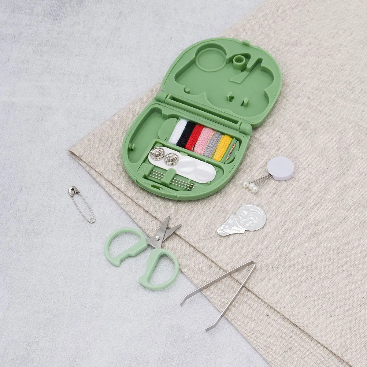 Набор для шитья швейный дорожный 6,5*6,5*1,6см цв.зеленый 7748599 для кукол | 3