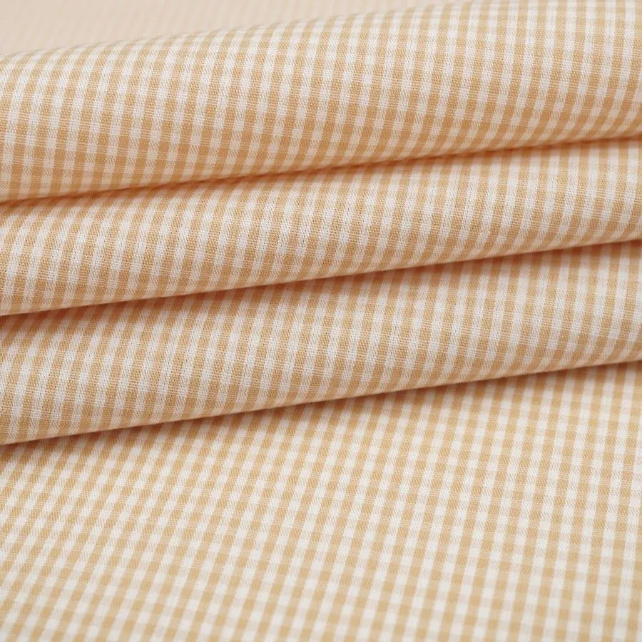 Ткань хлопковая сорочечная (Пестрядь) Микроклетка цв.бежевый 50*50см 28134 для кукол | 1