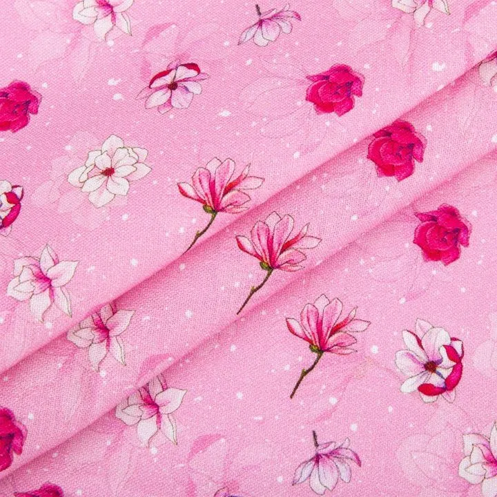 Ткань хлопковая PEPPY ПРЕКРАСНЫЕ МАГНОЛИИ 50*55см цв.ПМ-12 розовый для кукол