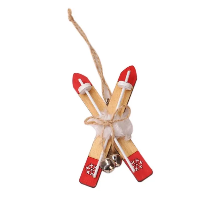 Подвеска Лыжи 12*6см дерево цв.красный (01) 27834 для кукол