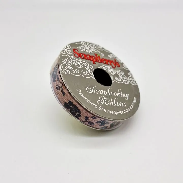 Тесьма кофейная в цветочки для кукол