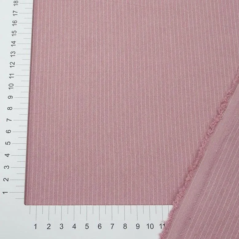 Ткань хлопковая (Пестрядь) Мелкая полоска цв.винтажно-розовый 46*50см 27419 для кукол | 2